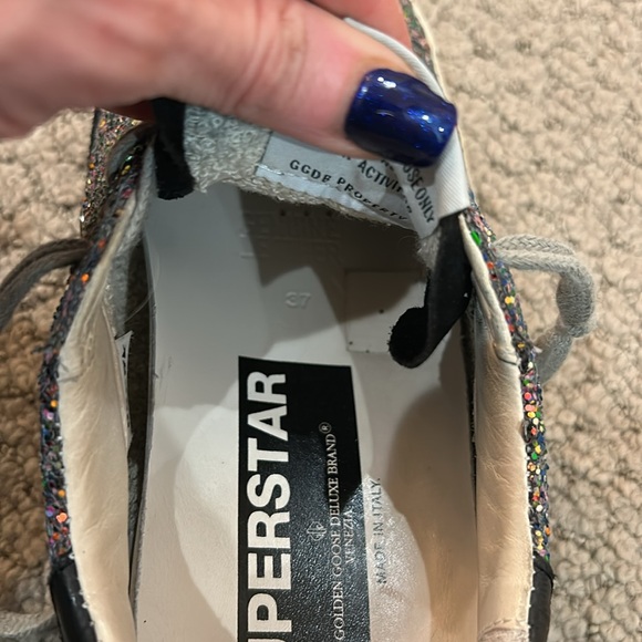 Golden Goose Superstar Sneaker Multi Glitter Metallic Turquoise Blue Star 37 - Picture 9 of 16